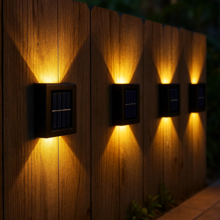 Avelena | Solar-powered LED wall lights | Weatherproof, Automatic operation & Ideal for garden and driveway lighting