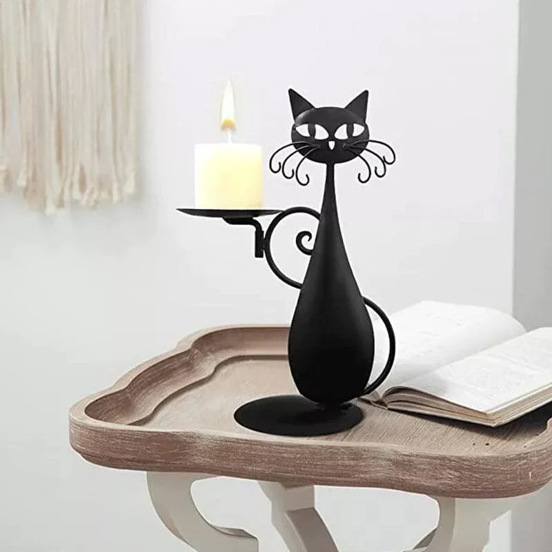 Avelena | Schwarze Katze Kerzenhalter