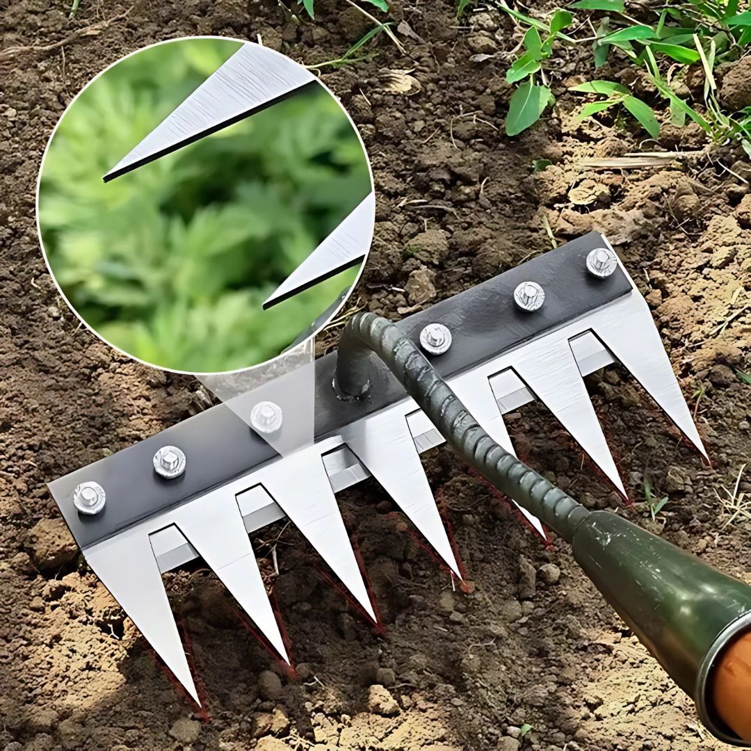 Avelena | Weed Rake | Ultra-durable steel teeth & ergonomic handle for effortless garden care