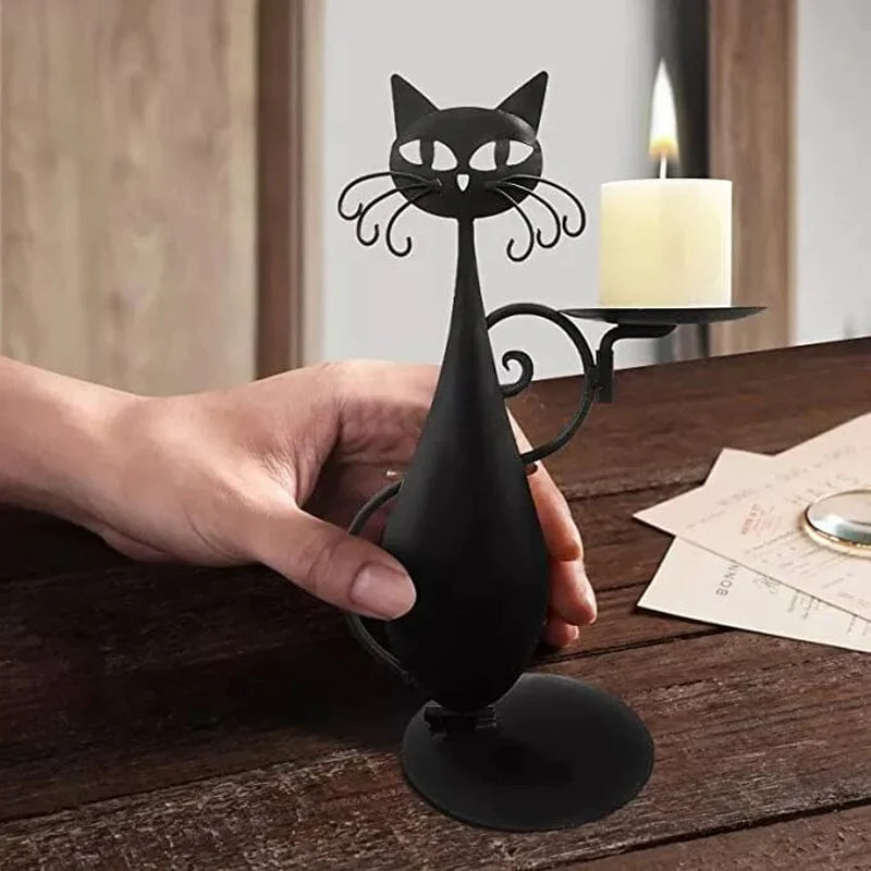 Avelena | Schwarze Katze Kerzenhalter