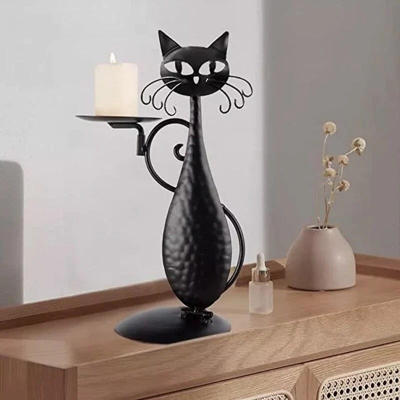 Avelena | Schwarze Katze Kerzenhalter