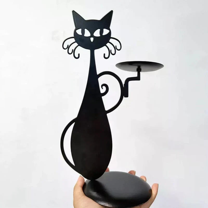 Avelena | Schwarze Katze Kerzenhalter