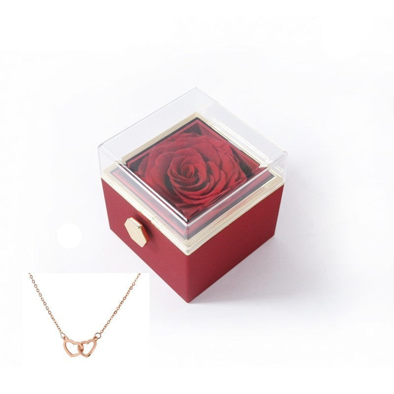 Avelena | 180° Roos Geschenkbox | Mit Gravierter Love Kette