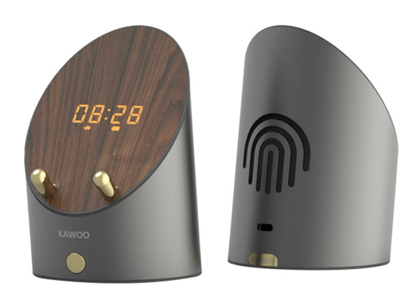 Avelena | Wireless Induktions-Bluetooth-Desktop-Mini-Lautsprecher mit Uhr, Alarm, Telefonhalter, keine Bluetooth-Verbindung erforderlich