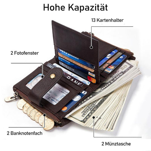 Avelena | Antimagnetische Quastenleder-Kartenetui-Geldbörse