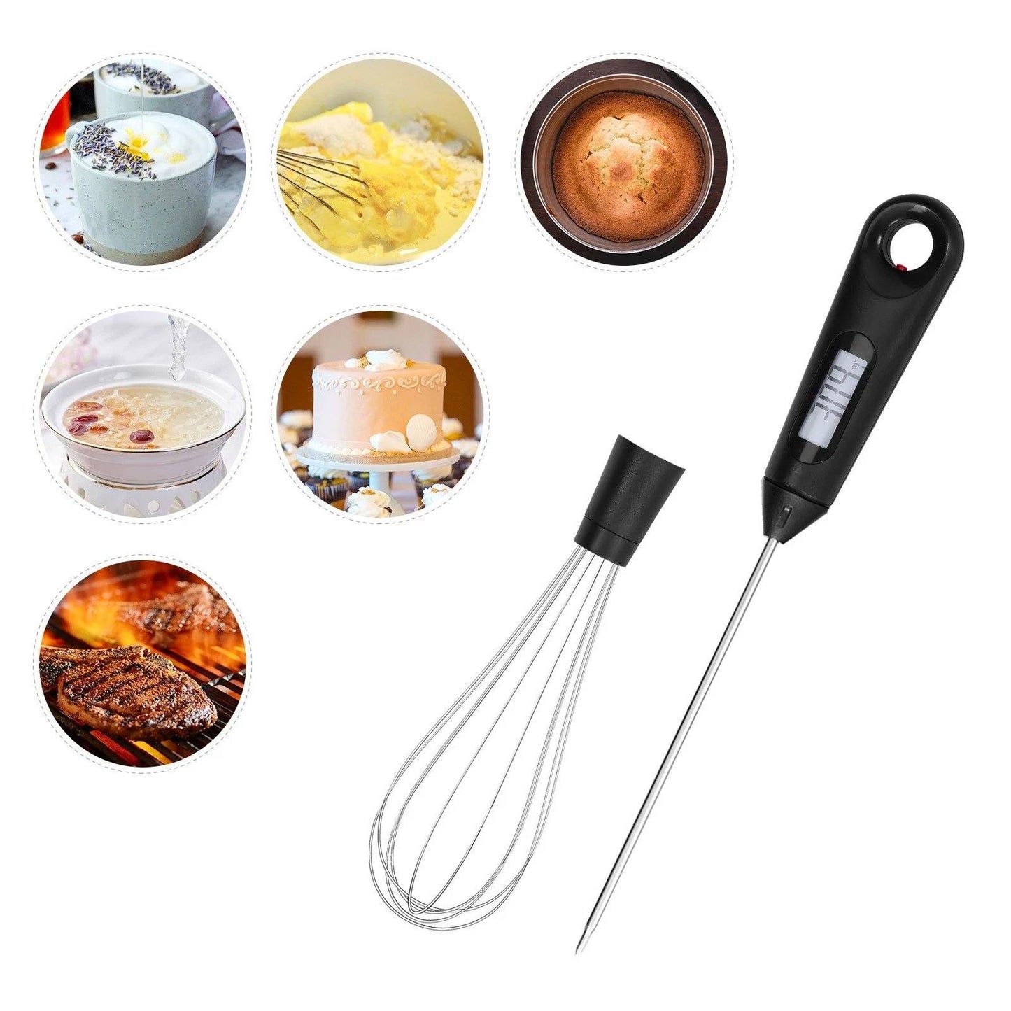 Avelena | 2-in-1 Sofort-Lese Lebensmittelthermometer und Eierbesen