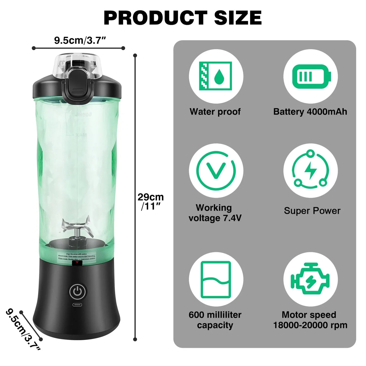 Avelena | 2 in 1 Tragbarer Mixer Elektrischer Entsafter und Smoothie-Mixer Mini Mixer