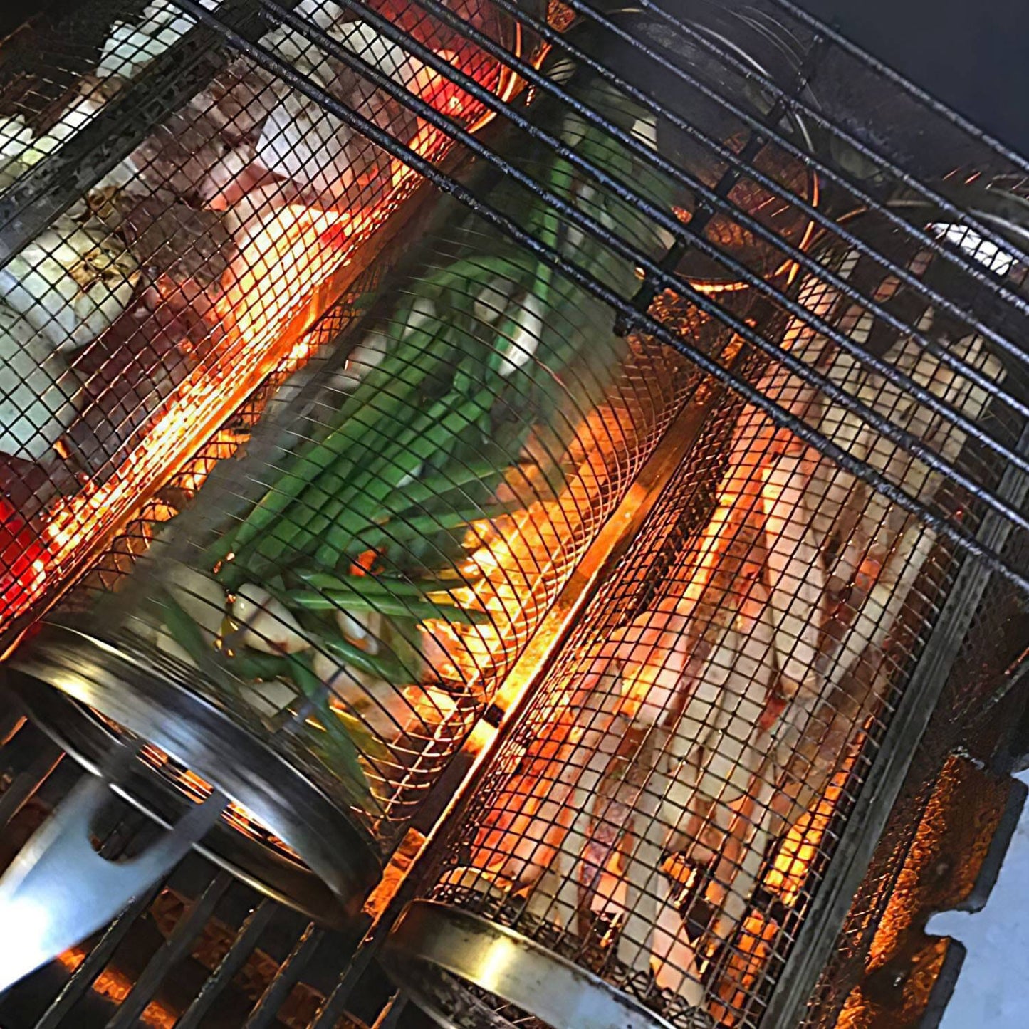 Avelena | 2-teilig: Tragbarer BBQ Rollkorb Runder Edelstahlgrill