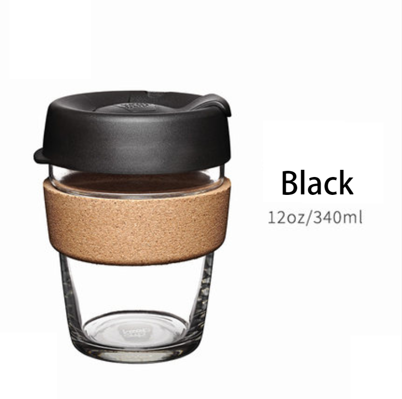 Avelena | Wiederverwendbarer & Tragbarer Glas-Kaffeebecher mit Deckel & Sleeve, Für Zuhause, Reisen & Mehr
