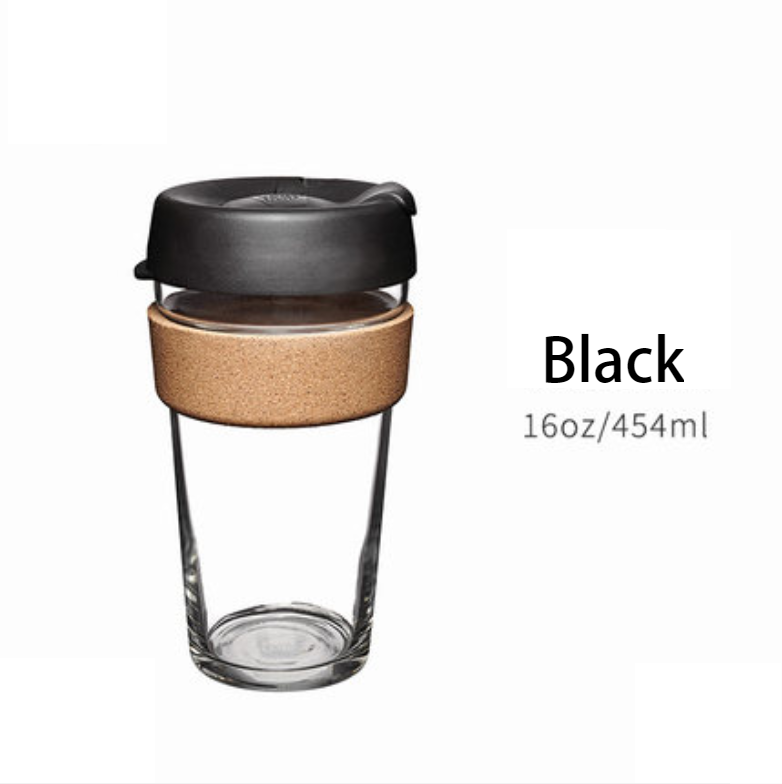 Avelena | Wiederverwendbarer & Tragbarer Glas-Kaffeebecher mit Deckel & Sleeve, Für Zuhause, Reisen & Mehr