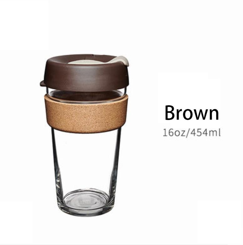Avelena | Wiederverwendbarer & Tragbarer Glas-Kaffeebecher mit Deckel & Sleeve, Für Zuhause, Reisen & Mehr