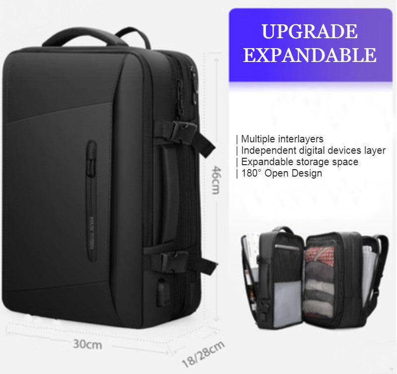 Avelena | Wasserdichter Rucksack mit mehreren Fächern, unabhängiger digitaler Schicht, erweiterbar, 180¬∞Öffnung und integrierter Regenmantel, für Reisen, Camping und mehr