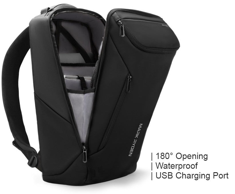 Avelena | Multifunktionaler 33L Rucksack mit großem Fassungsvermögen, mit stromlinienförmiger Form, wasserdichtem Design, 12 Arten von Stauraum, 180° Öffnung, separatem Laptopfach, USB-Ladeport