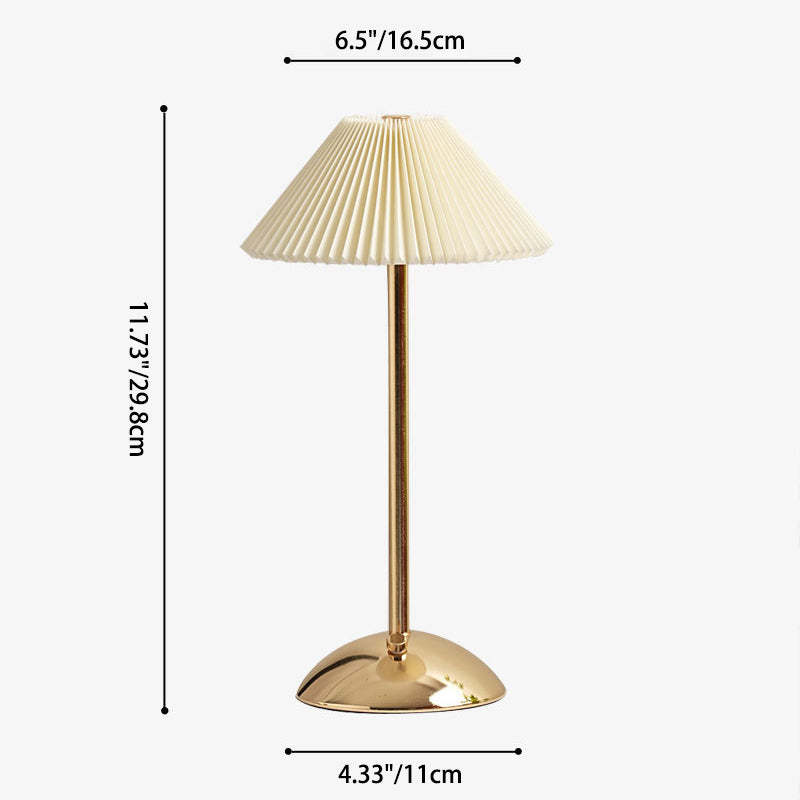 Avelena | Zeitgenössische skandinavische wiederaufladbare Eisenstoff konische plissierte LED-Tischlampe für Nachttisch