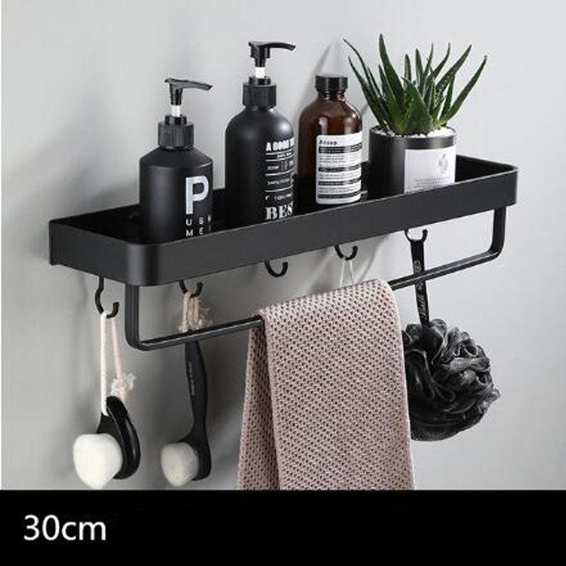 Avelena | Schwarzes Badregal aus Space Aluminium zur Wandmontage
