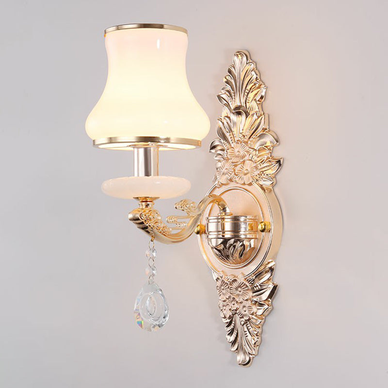 Avelena | Victorian Kerzenwand-Sconces Beleuchtung Metall Wandmontage Licht mit Schirm und Kristall Dekor