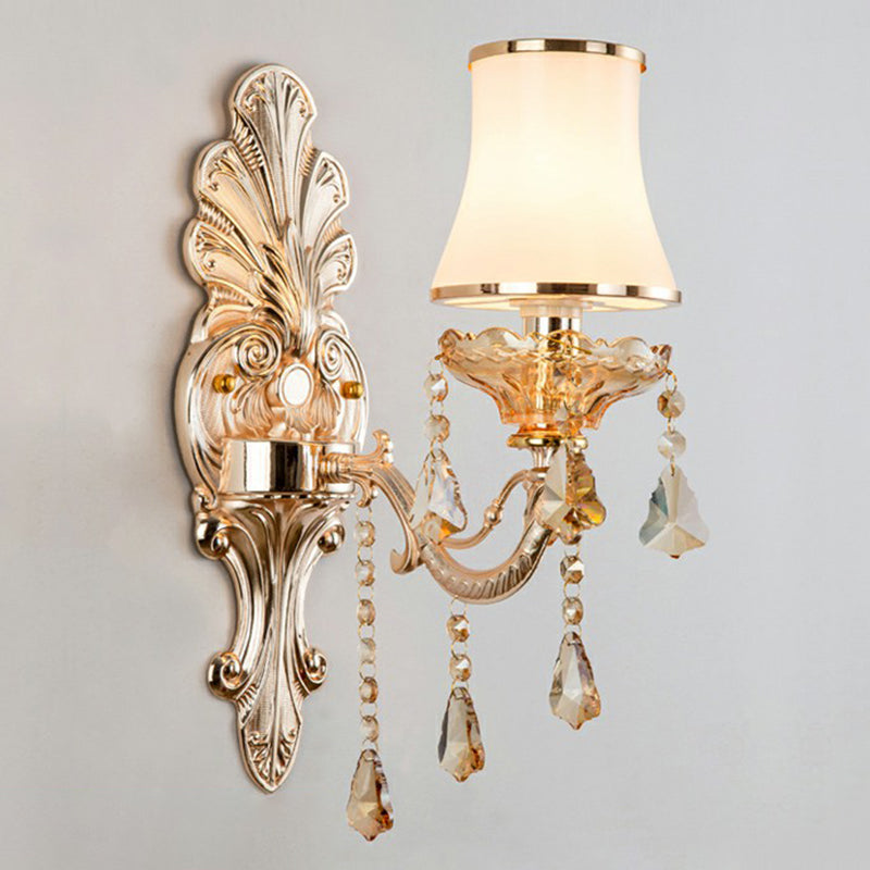 Avelena | Victorian Kerzenwand-Sconces Beleuchtung Metall Wandmontage Licht mit Schirm und Kristall Dekor