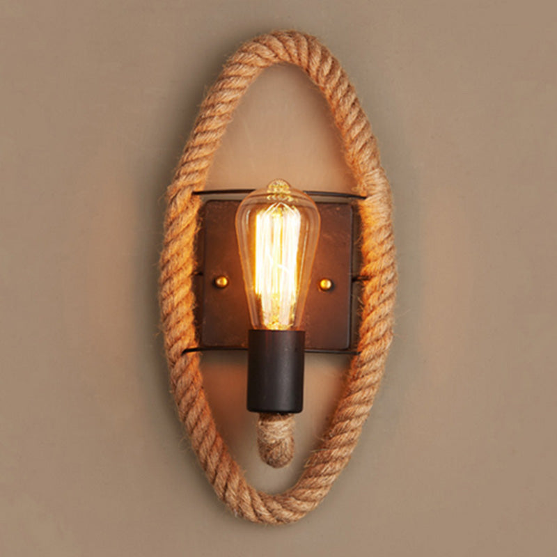 Avelena | Lopende Vorm Touw Wandlamp Rustiek 1-Kop Gang Wandlamp met Baan Lamp Ontwerp in Hout