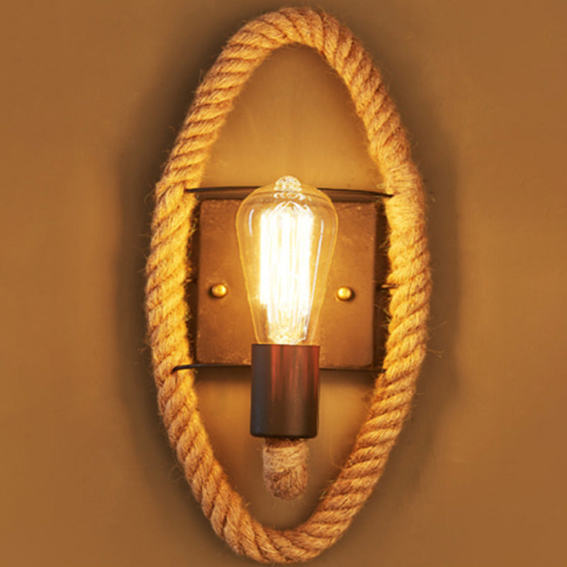 Avelena | Lopende Vorm Touw Wandlamp Rustiek 1-Kop Gang Wandlamp met Baan Lamp Ontwerp in Hout