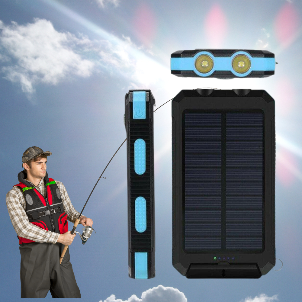 Avelena | Angel Powerbank 50000 mah wasserdichtes Solar-Ladegerät | Angelbatterie-Paket mit USB-C Schnellladung & LED-Licht