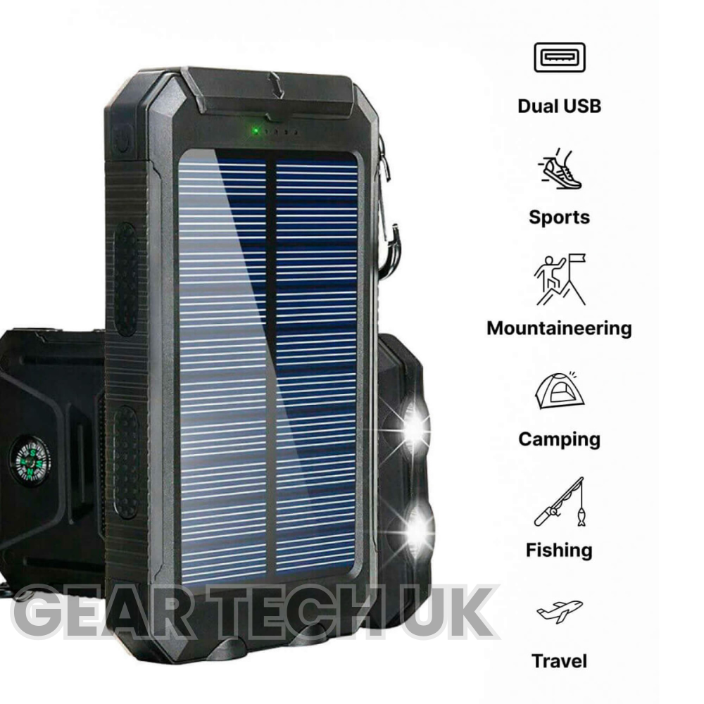 Avelena | Angel Powerbank 50000 mah wasserdichtes Solar-Ladegerät | Angelbatterie-Paket mit USB-C Schnellladung & LED-Licht
