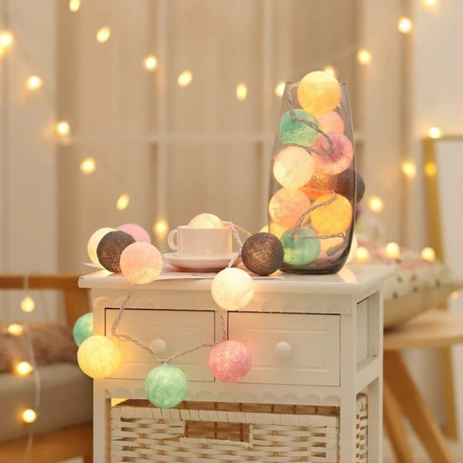 Avelena | Royallure Baumwollballon-Lichterkette – Gemütliche Dekoration für Zuhause & Feiern