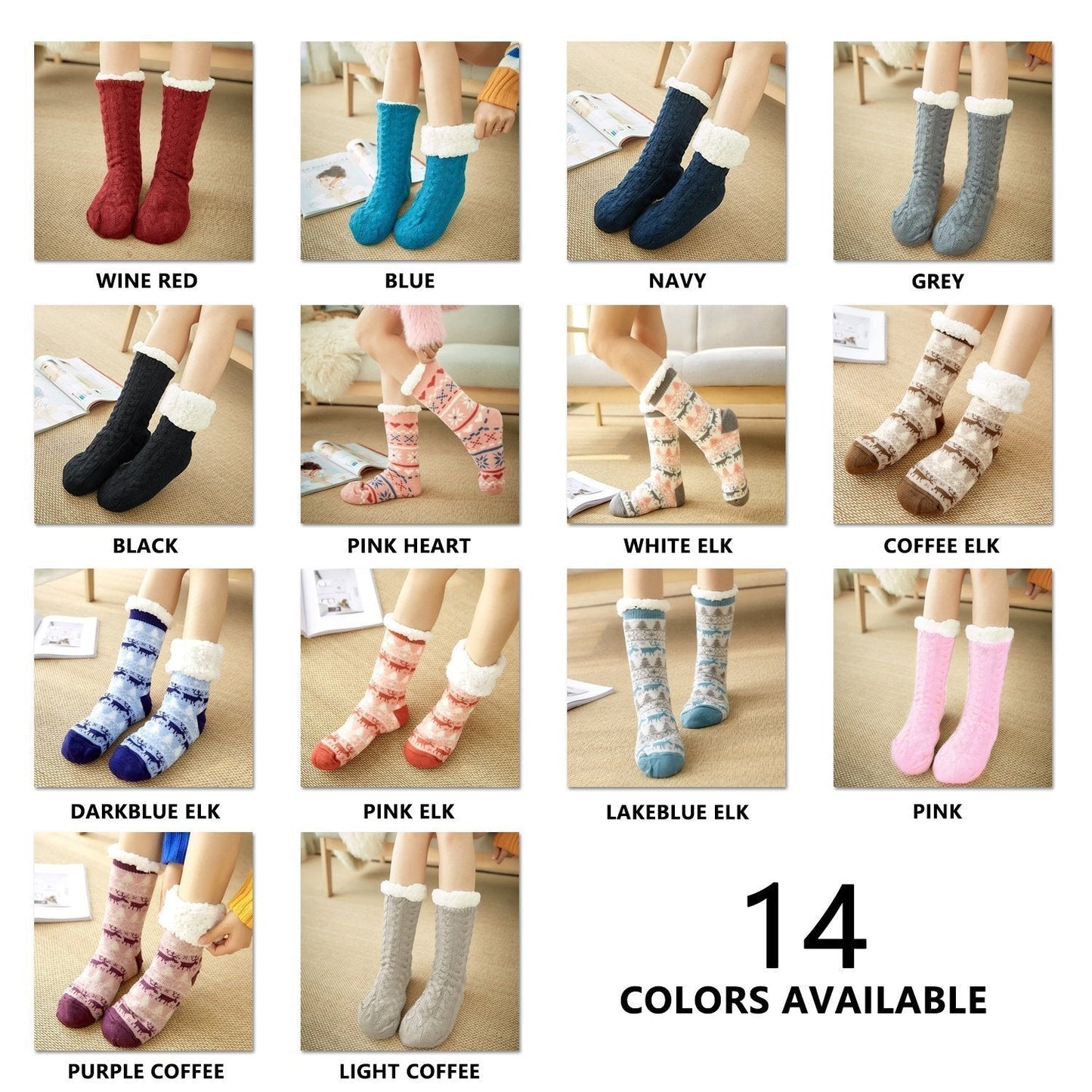 Avelena | Ultra-Plüsch Weiche Rutschfeste Socken, 1 Paar