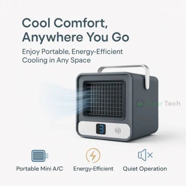 Avelena | Tragbare Mini-Klimaanlage | Ultra-portables Auto-Klimasystem, leises 4-Blatt-Design & ideal für Zuhause, Büro und Reisegebrauch