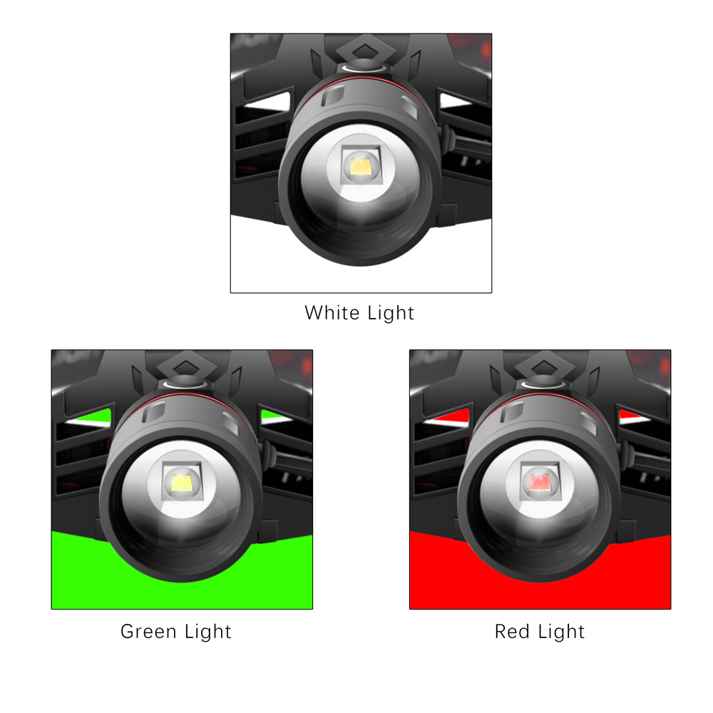Avelena | Wiederaufladbare LED Stirnlampe mit Weiß-, Rot- und Grünlicht – Leistungsstarke Kopflampe mit USB und Akku