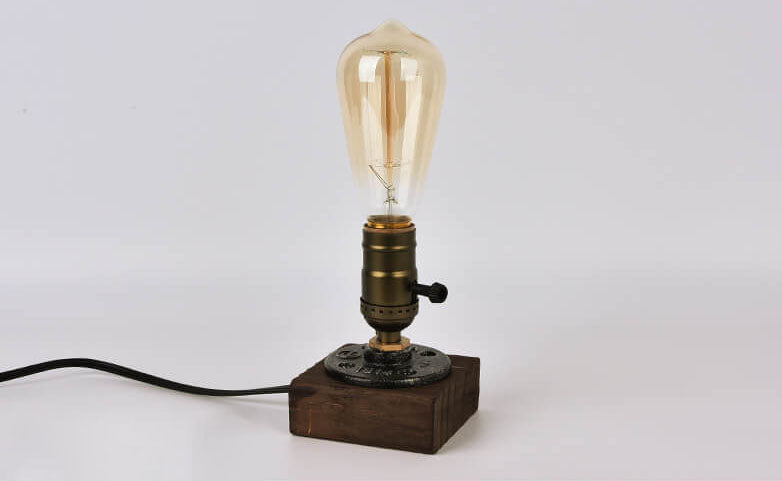 Avelena | Vintage Industrie Eisen Glühbirne 1-Licht Tischlampe