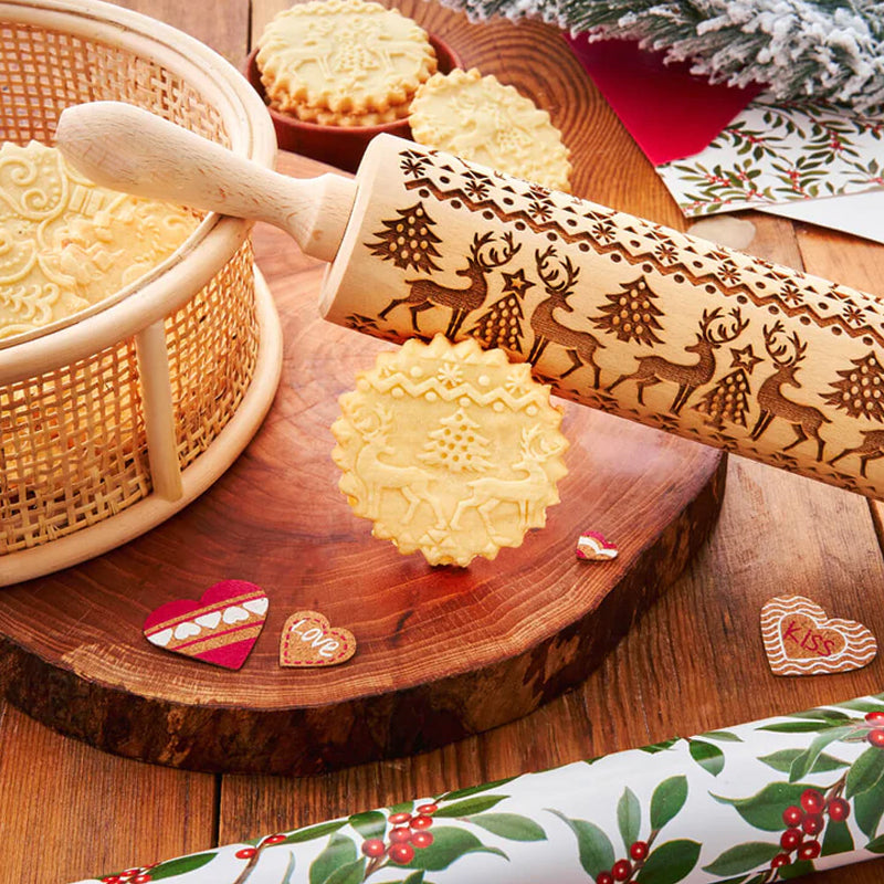 Avelena | Weihnachtliche Holz-Ausrollwalzen
