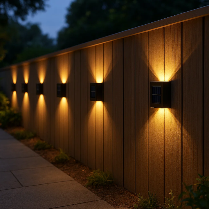 Avelena | Solar-powered LED wall lights | Weatherproof, Automatic operation & Ideal for garden and driveway lighting