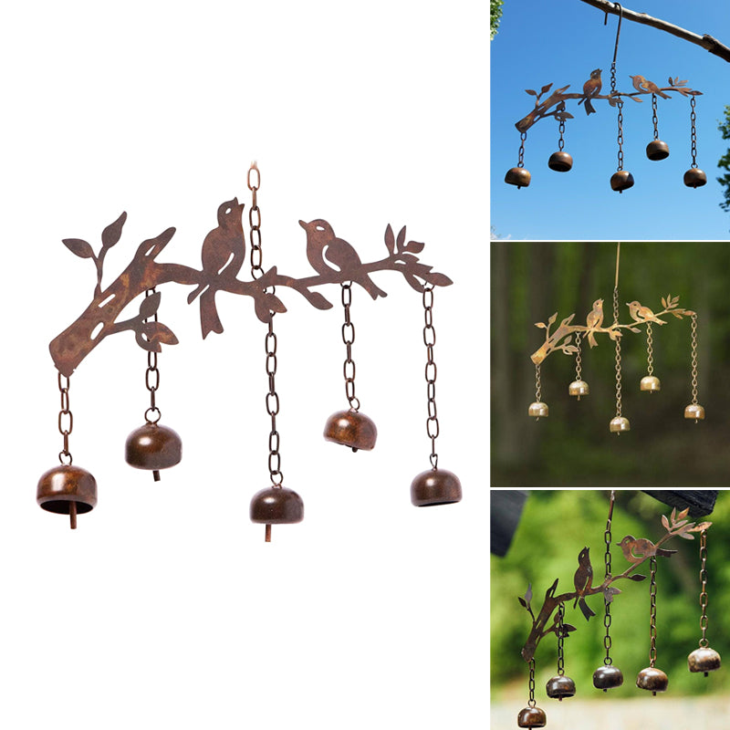 Avelena | Windspiel mit Vogelmotiv | Handgefertigtes Glockenspiel aus Eisen | Dekoration für Garten, Balkon & Terrasse