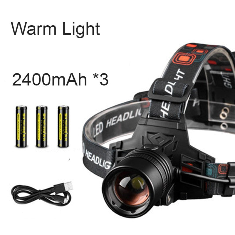 Avelena | Wiederaufladbare Wasserdichte Helle LED Arbeitskopflampe, mit Zoomlicht, 3 Lichtmodi & Powerbank, für Camping, Wandern, Jagen, im Freien
