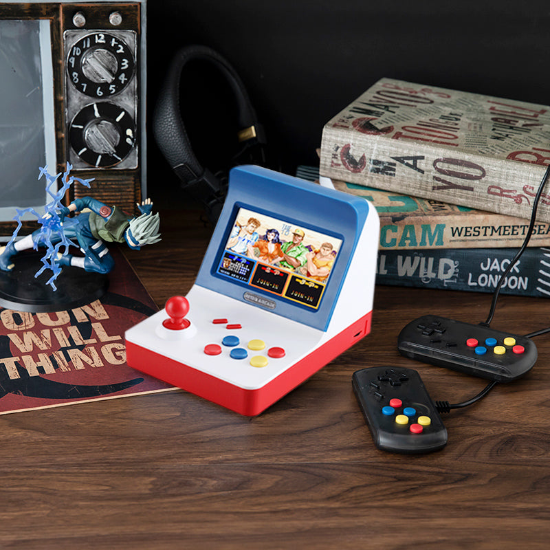 Avelena | 4,3 Zoll Mini-Spielkonsole mit 3000 integrierten Spielen, 360° Joystick, 2200mAh Lithium-Batterie, kann mit TV und Kopfhörern verbunden werden, unterstützt Zwei-Spieler-Spiele und bis zu 32G TF-Karte