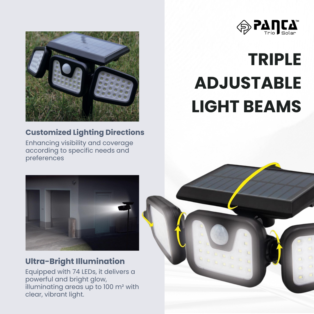 Avelena | Solar-powered outdoor lights – Panta Trio with motion sensor for garden & security lighting
