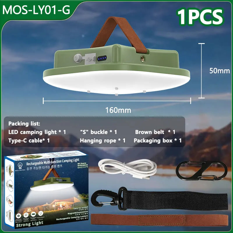 Avelena | 80W LED Solar-Aufladbare Campinglampe mit Magnet und Zoomfunktion