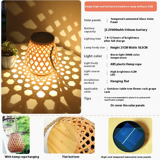 Avelena | Solar LED Rattan-Laterne – Große Außenbeleuchtung im Oval-Design für Garten und Terrasse
