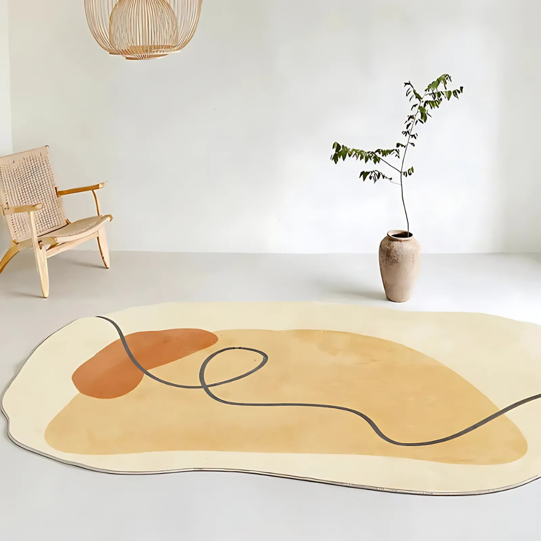 Avelena | Weicher waschbarer Teppich – Moderner Wohnzimmerteppich mit unregelmäßigem Design