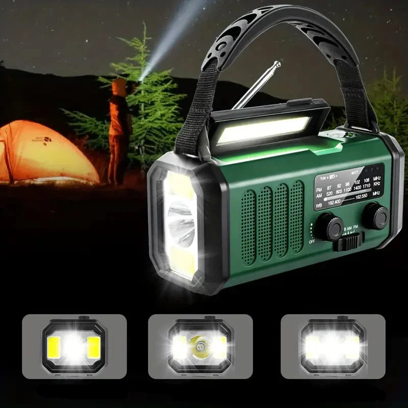 Avelena | Solar-notfallradio Mit Powerbank – Kurbelradio Mit Led-taschenlampe Für Camping & Outdoor