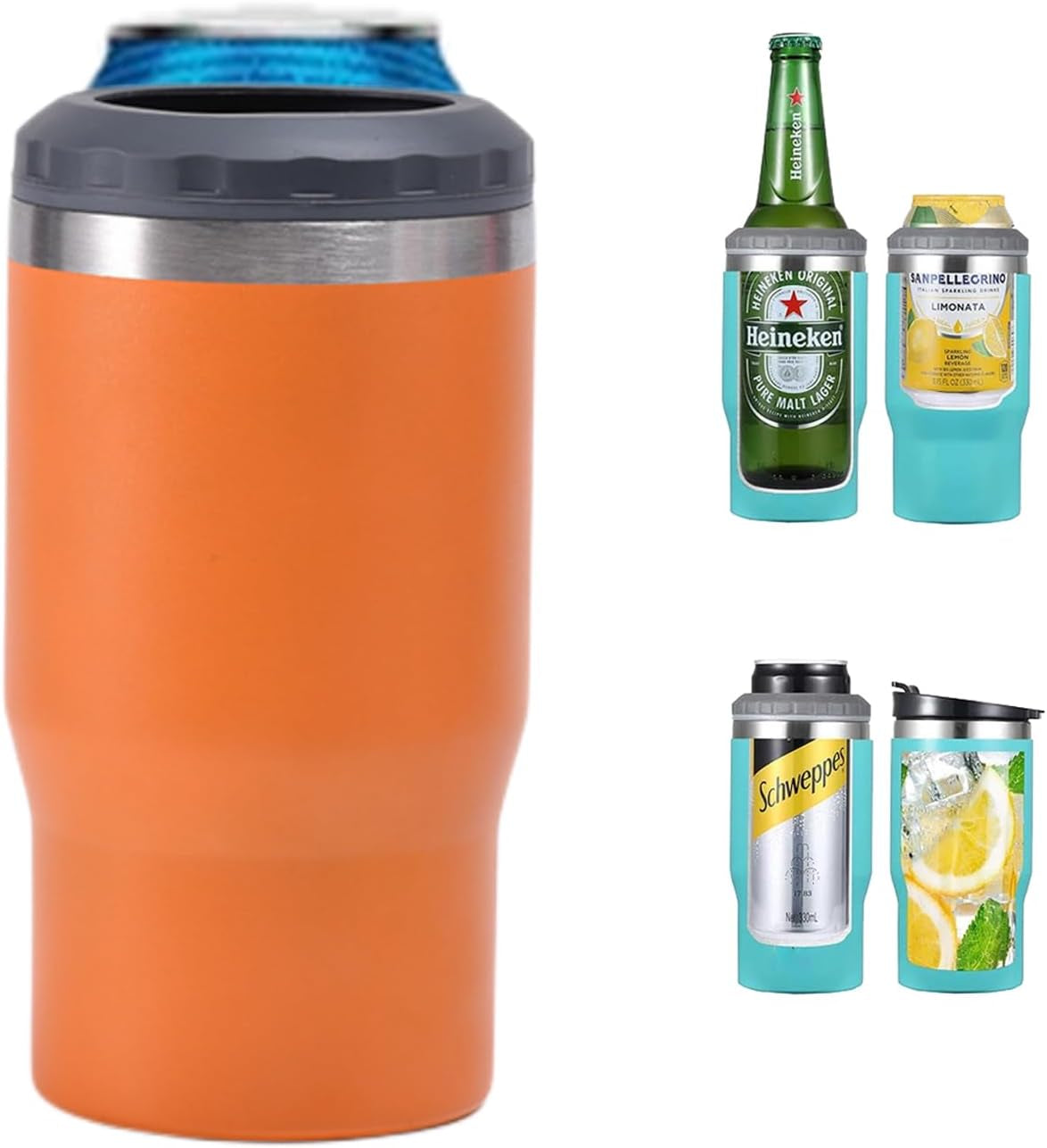 Avelena | 4 in 1 Edelstahl Dose-/Flaschenisolator, 14Oz Zwei-Wege-Deckel SUS Isolierte Dose Kühler, Bierflaschenhalter (Schwarz)