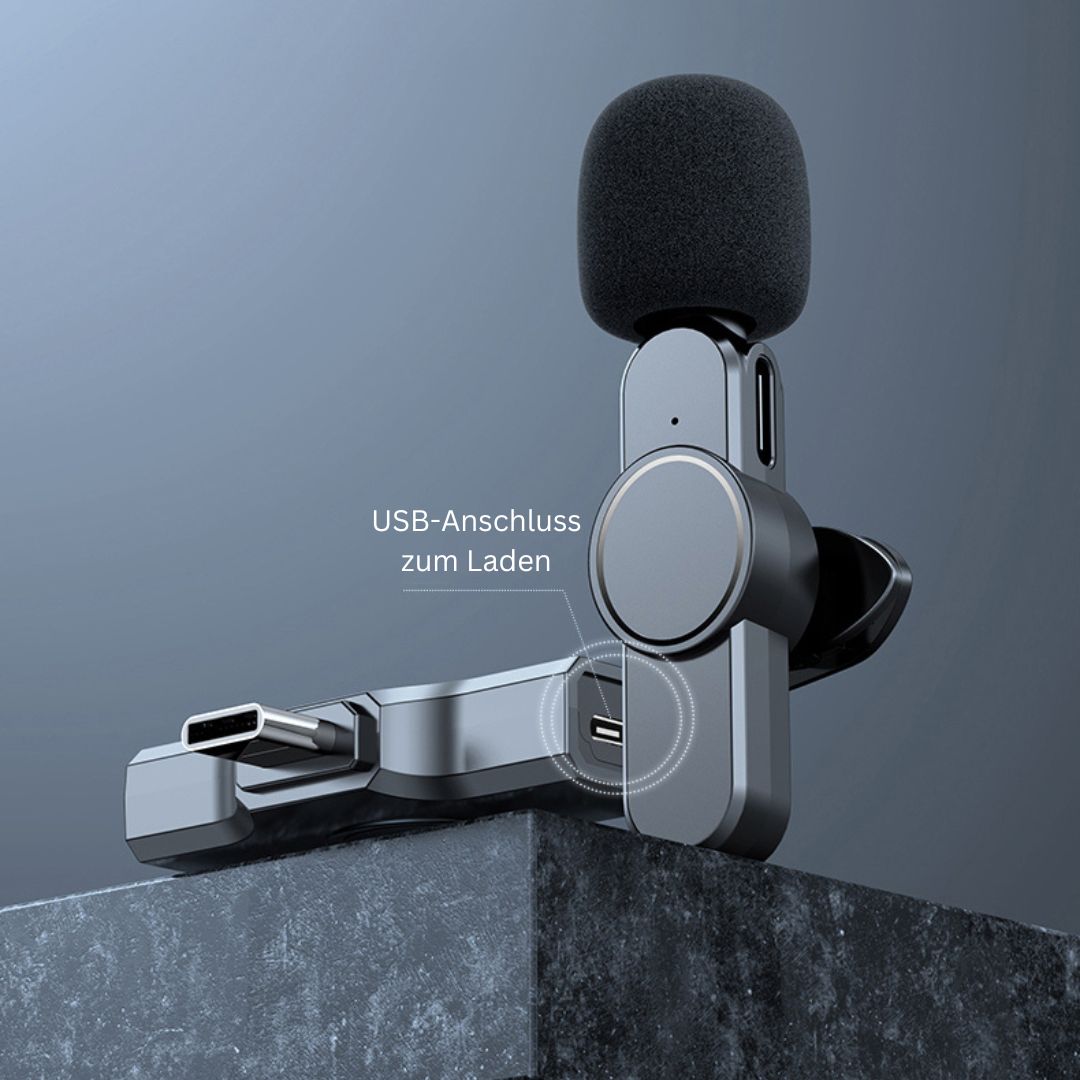 Avelena | Kabelloses Mini-Mikrofon für Smartphone – Lavalier-Mikrofon mit Rauschunterdrückung & 10h Akku