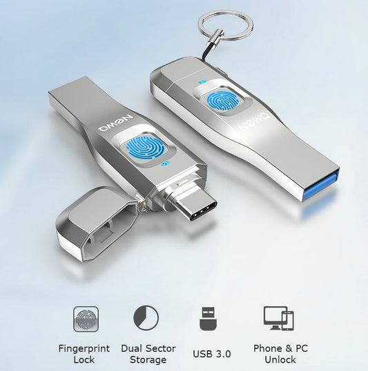 Avelena | USB3.0 Fingerabdruckverschlüsselung USB-Flash-Disk mit APP-Management-System, für Geschäfts-/persönliche Datensicherheit