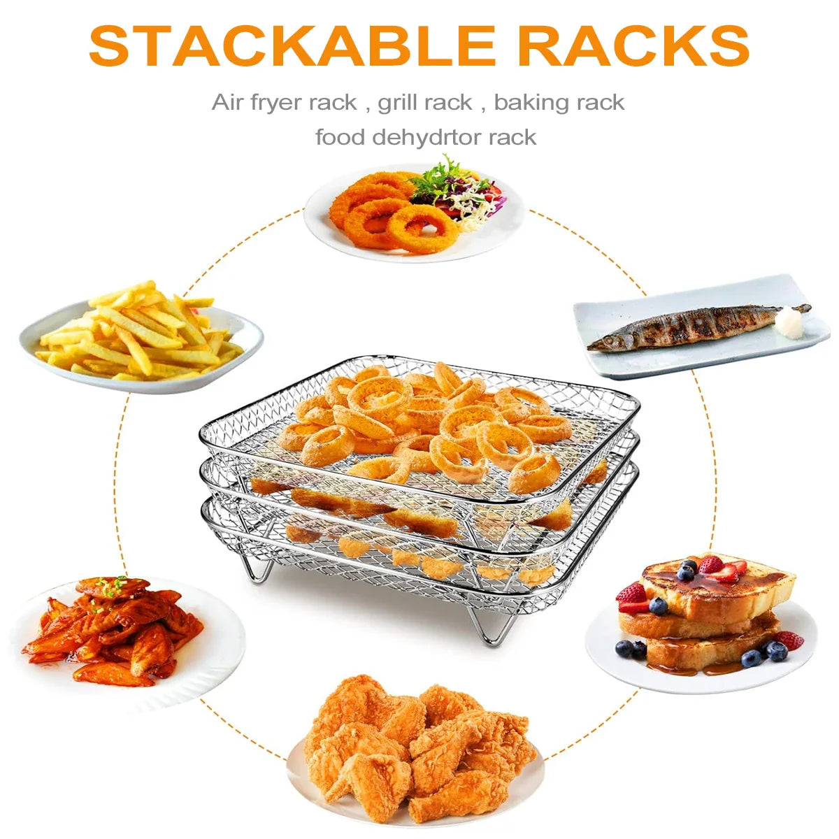 Avelena | 3-Tier Edelstahl Air Fryer Rack Universelles Stapelbares Zubehör