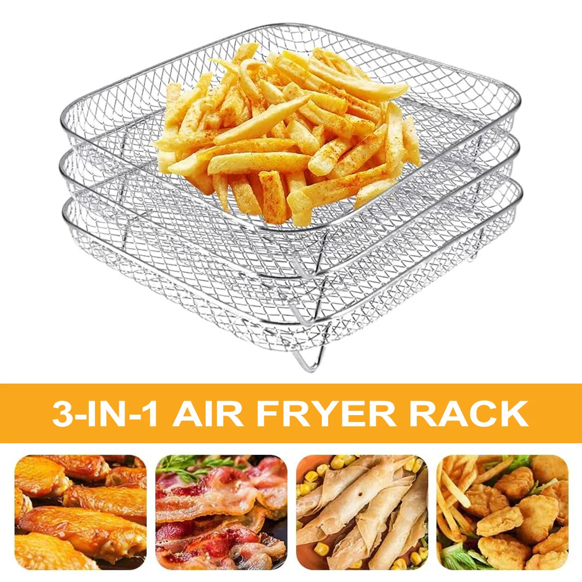 Avelena | 3-Tier Edelstahl Air Fryer Rack Universelles Stapelbares Zubehör
