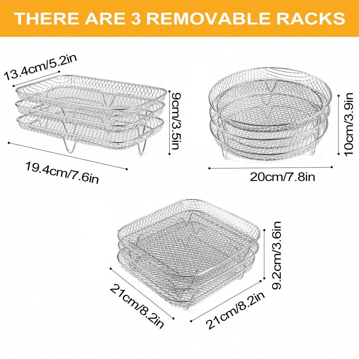 Avelena | 3-Tier Edelstahl Air Fryer Rack Universelles Stapelbares Zubehör