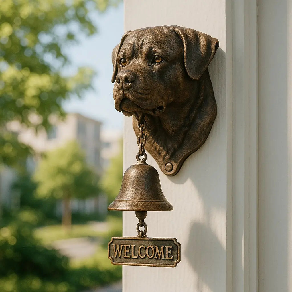Avelena | Willkommen Glocke Schäferhund Bronze – Elegante Wandglocke mit Deutschem Schäferhund Design