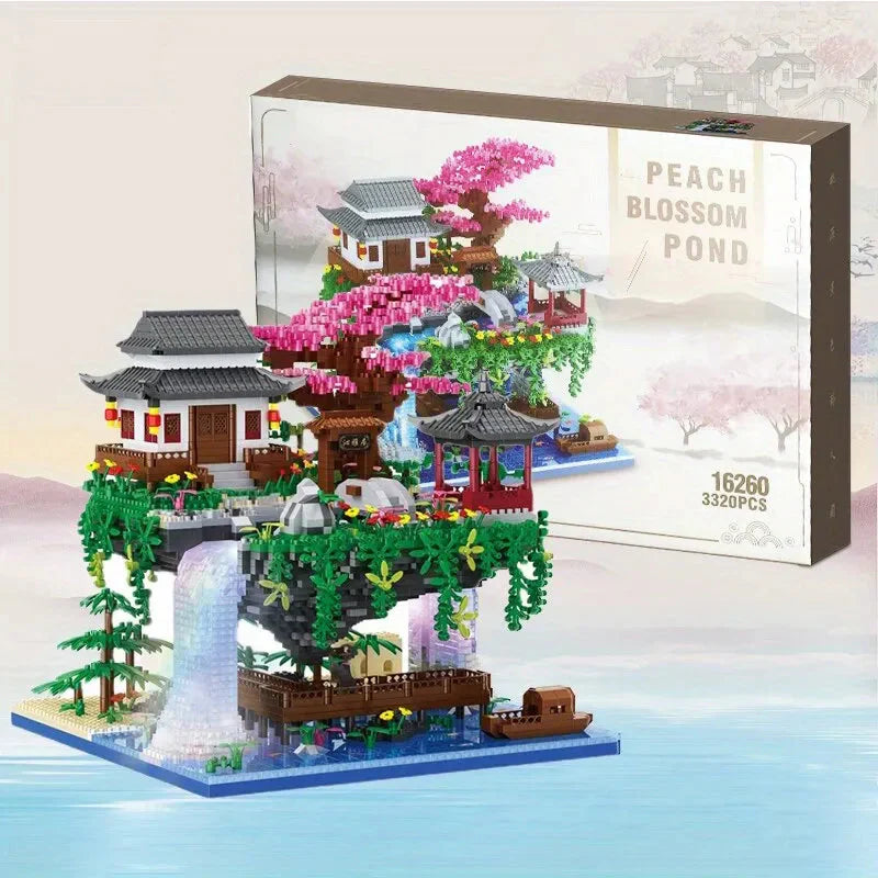 Avelena | 3320PCS Blöcke Baumhaus Diamant Gebäude Garten Architektur Wasserfall Licht DIY Ziegel Kirschblüte Spielzeug für Kinder Erwachsenen Geschenk