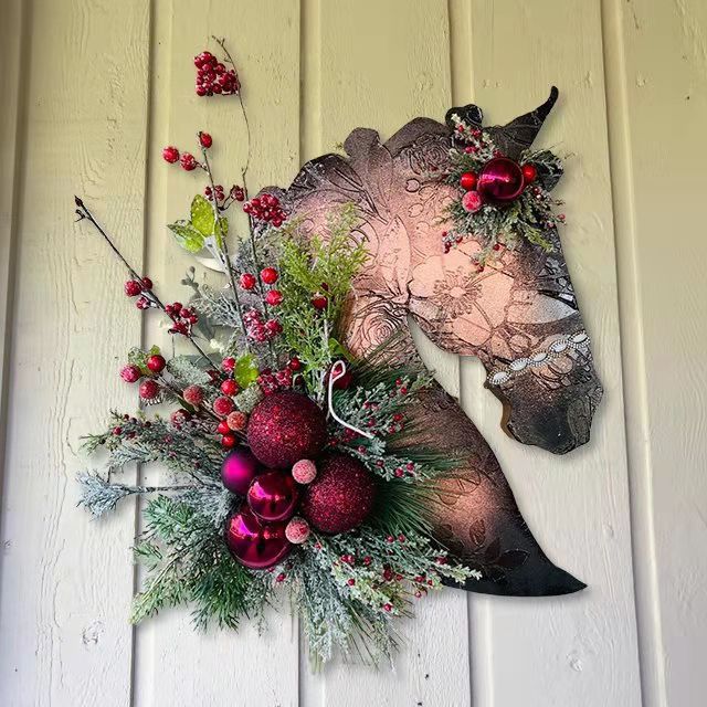 Avelena | Kerst Dressuur Houten Paardenhoofd