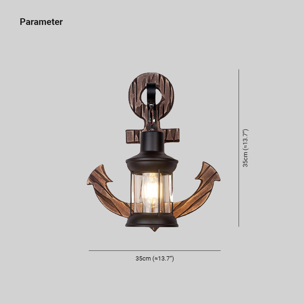 Avelena | Vintage Anker LED Wandleuchte - Industrie Metall & Holz für Esszimmer/Wohnzimmer